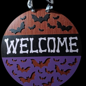 Bat Welcome Halloween Sign