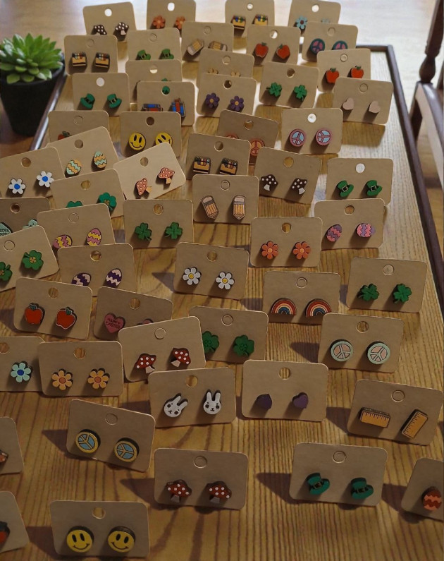 laser cut wooden earrings